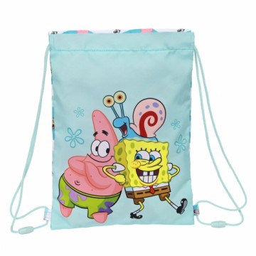 Сумка-рюкзак на веревках Spongebob Stay positive Синий Белый (26 x 34 x 1 cm)