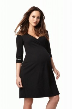 La Bebe™ Nursing Cotton Dress Donna Art.38397 Black Невероятно комфортное платье/халатик для будущих и кормящих