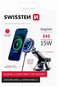 Swissten Магнитный автомобильный держатель 15W (MagSafe compatible)