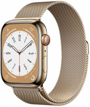 Apple Watch 8 GPS + Cellular 45mm Stainless Steel Milanese Loop, gold (MNKQ3EL/A)