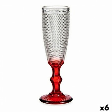 Vivalto Šampanieša glāze Sarkans Caurspīdīgs Punkti Stikls 6 gb. (180 ml)