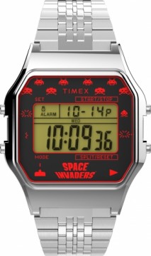 Timex T80 x SPACE INVADERS 34mm Часы-браслет из нержавеющей стали TW2V30000