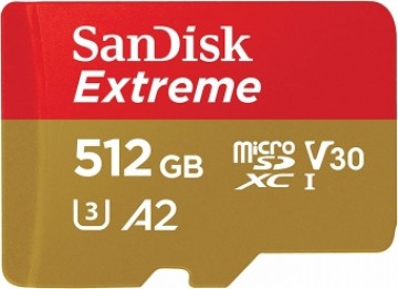 Atmiņas karte SanDisk Extreme microSDXC 512GB + Adapter