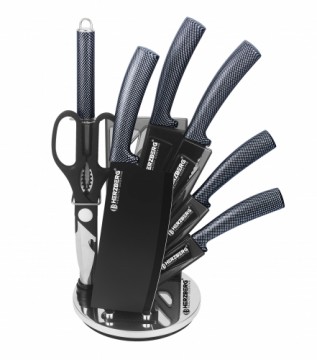 Herzberg Cooking Herzberg 8 Pieces Knife Set with Acrylic Stand - Carbon