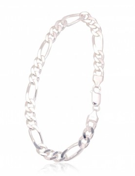 Серебряная цепочка Фигаро 7 мм, алмазная обработка граней #2400142-bracelet, Серебро 925°, длина: 22 см, 15.3 гр.