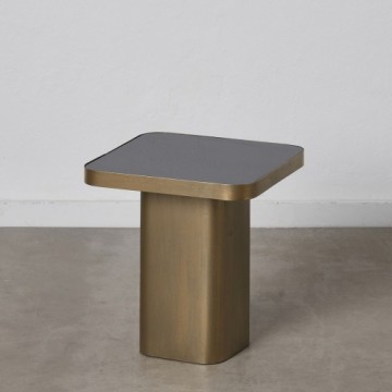 Bigbuy Home Вспомогательный стол Стеклянный Чёрный Позолоченный Металл 40 x 40 x 45 cm