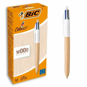 Ручка Bic Wood Effect 0,32 mm Разноцветный (12 штук)