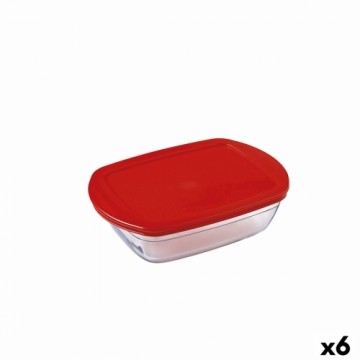 Taisnstūra Pusdienu kastīte ar Vāku Ô Cuisine Cook & Store Sarkans 1,1 L 23 x 15 x 6,5 cm Silikona Stikls (6 gb.)