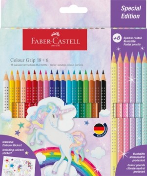 Värvipliiatsid Faber-Castell Colour Grip Unicorn 18+6-värvi