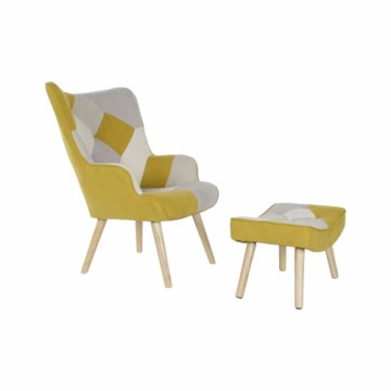 Кресло DKD Home Decor 70 x 73 x 100 cm Бежевый Жёлтый Светло-серый