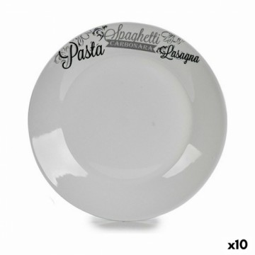 Bigbuy Home Плоская тарелка Ø 24,4 cm Чёрный Белый Фарфор Паста (10 штук)