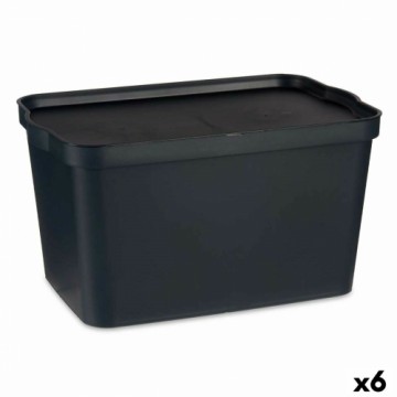 Kipit Контейнер для хранения с крышкой Антрацитный Пластик 24 L 29,3 x 24,5 x 45 cm (6 штук)