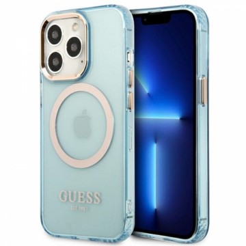 Guess GUHMP13XHTCMB iPhone 13 Pro Max 6,7" niebieski|blue hard case Gold Outline Translucent MagSafe