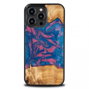 Apple Wood and Resin Case for iPhone 14 Pro Max Bewood Unique Vegas - Pink and Blue