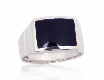 Серебряное кольцо #2100500_ON, Серебро 925°, Оникс, Размер: 21, 7.7 гр.