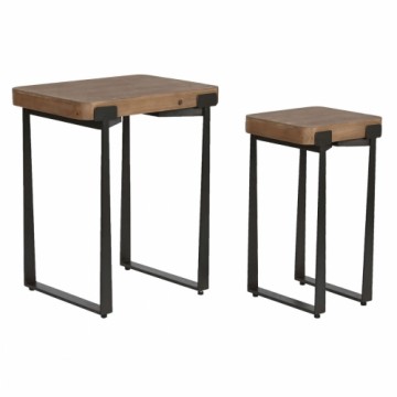 Набор из двух столиков Home ESPRIT Коричневый Чёрный Железо Ель 50 x 38 x 62 cm