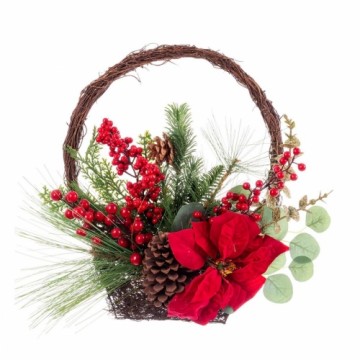 Bigbuy Christmas Новогоднее украшение Красный Разноцветный ротанг Пластик Ананасы корзина 43,18 cm