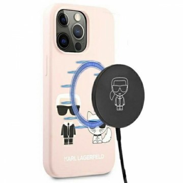 Karl Lagerfeld KLHMP13LSSKCI iPhone 13 Pro  | 13 6,1" hardcase jasnoróżowy|light pink Silicone Ikonik Karl & Choupette Magsafe
