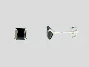Серебряные серьги-пуссеты #2202629_CZ-BK, Серебро 925°, Цирконы, 0.7 гр.
