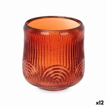 Gift Decor Подсвечник Лучи Оранжевый Стеклянный 9 x 9,5 x 9 cm (12 штук)