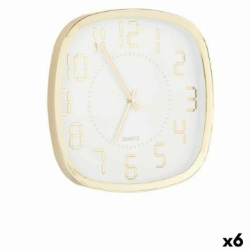 Gift Decor Настенное часы Квадратный Позолоченный Cтекло Пластик 31 x 31 x 4,5 cm (6 штук)