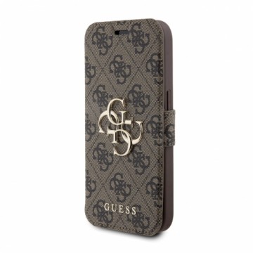 Guess PU Leather 4G Metal Logo Book Case for iPhone 15 Pro Brown