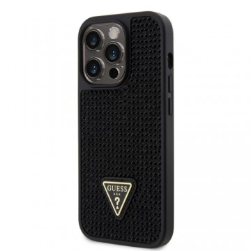 Guess Rhinestones Triangle Metal Logo Case for iPhone 15 Pro Black