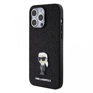 Karl Lagerfeld Fixed Glitter Metal Ikonik Case for iPhone 15 Pro Max Black