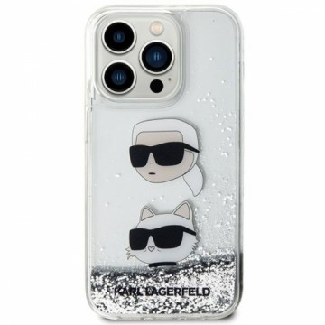 Karl Lagerfeld KLHCP14XLDHKCNS iPhone 14 Pro Max 6.7" srebrny|silver hardcase Liquid Glitter Karl & Choupette Heads