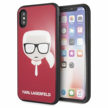 Karl Lagerfeld KLHCPXDLHRE iPhone X|Xs czerwony|red Iconic Glitter Karl`s Head