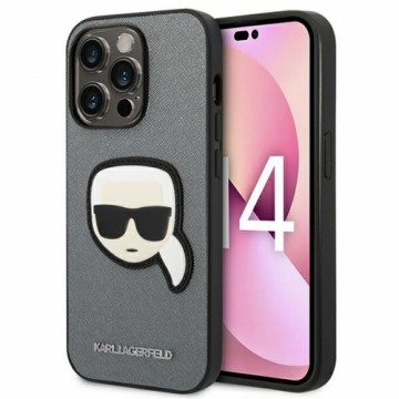 Karl Lagerfeld KLHCP14LSAPKHG iPhone 14 Pro 6,1" srebrny|silver hardcase Saffiano Karl`s Head Patch