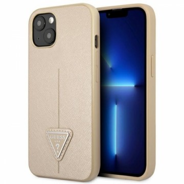 Guess GUHCP14SPSATLE iPhone 14 6,1" beżowy|beige hardcase SaffianoTriangle Logo