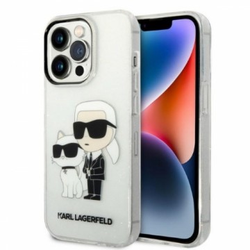 Karl Lagerfeld IML Glitter Karl and Choupette NFT Case for iPhone 14 Pro Transparent
