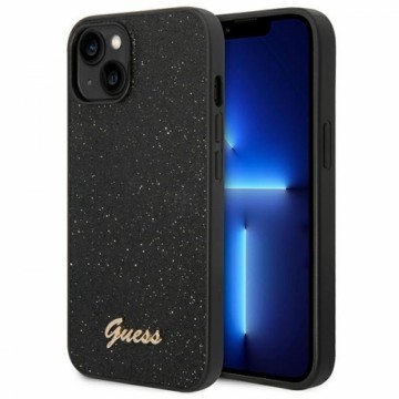 Guess PC|TPU Glitter Flakes Metal Logo Case for iPhone 14 Black