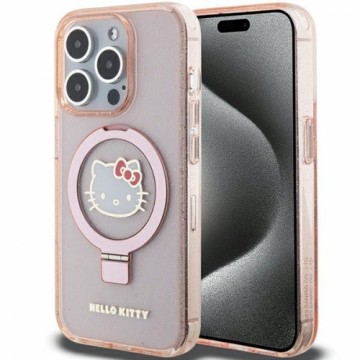 Hello Kitty HKHMP15LHRSGEP iPhone 15 Pro 6.1" różowy|pink hardcase Ring Stand Glitter Electrop Logo MagSafe