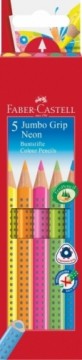 Цветный карандаши Faber-Castell Jumbo Grip 5 цветов - неон