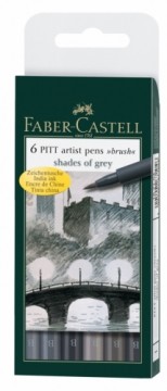 Ручка-кисть Faber-Castell Pitt Artist Pen Shades of Grey 6-цветов