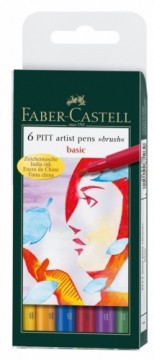 Flomāsteri ar otas uzgali Faber-Castell Pitt Artist Pen, 6 gab/iep.