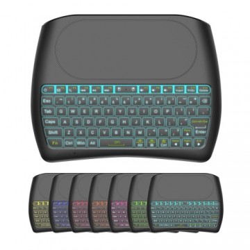Fusion Accessories Беспроводная мини-клавиатура Fusion D8 для ПК | PS4 | Xbox | Смарт ТВ | Android + тачпад черный (с RGB-подсветкой)