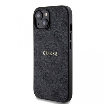 Guess PU Leather 4G Colored Ring MagSafe Case for iPhone 15 Black