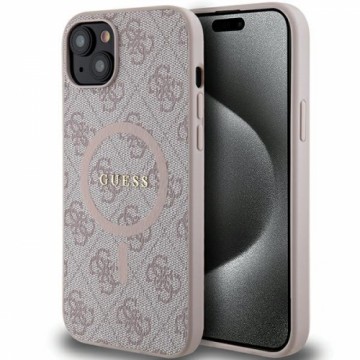 Guess GUHMP15SG4GFRP iPhone 15 | 14 | 13 6.1" różowy|pink hardcase 4G Collection Leather Metal Logo MagSafe