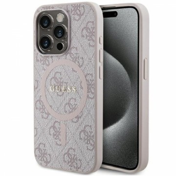 Guess GUHMP15LG4GFRP iPhone 15 Pro 6.1" różowy|pink hardcase 4G Collection Leather Metal Logo MagSafe