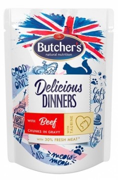 BUTCHER'S Delicious Dinners with Beef  - wet cat food - 100 g