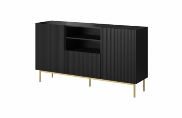 Cama Meble PAFOS chest of drawers on golden steel frame 150x40x90 cm matte black