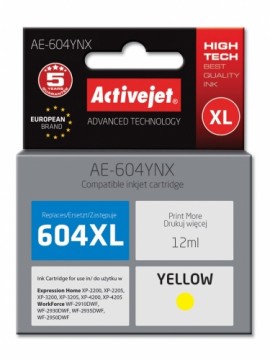 Activejet AE-604YNX printer ink for Epson (replacement Epson 604XL C13T10H44010) yield 350 pages; 12 ml; Supreme; yellow