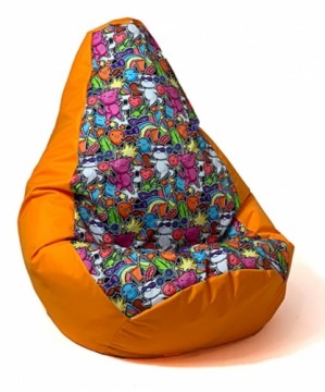 Go Gift Sako bag pouffe Pear print orange-fairy 2 XXL 140 x 100 cm