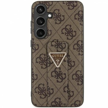 Guess GUHCS24LPGS4TDW S24 Ultra S928 brązowy|brown hardcase Grip Stand 4G Triangle Strass