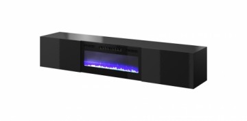 Cama Meble RTV cabinet SLIDE 200K with electric fireplace 200x40x37 cm all in gloss black