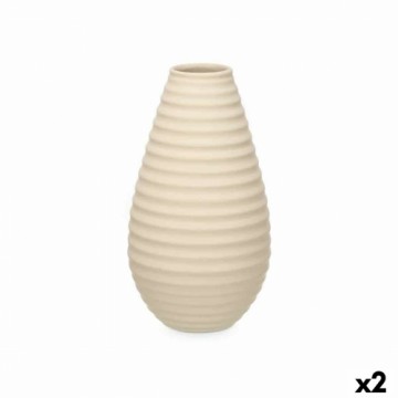 Gift Decor Vāze Bēšs Keramika 22 x 44 x 22 cm (2 gb.) Strīpas