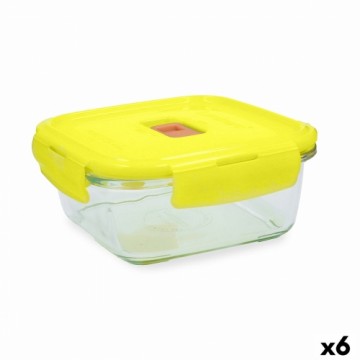 Герметичная коробочка для завтрака Luminarc Pure Box Holy Жёлтый Cтекло Квадратный 1,22 L (6 штук)